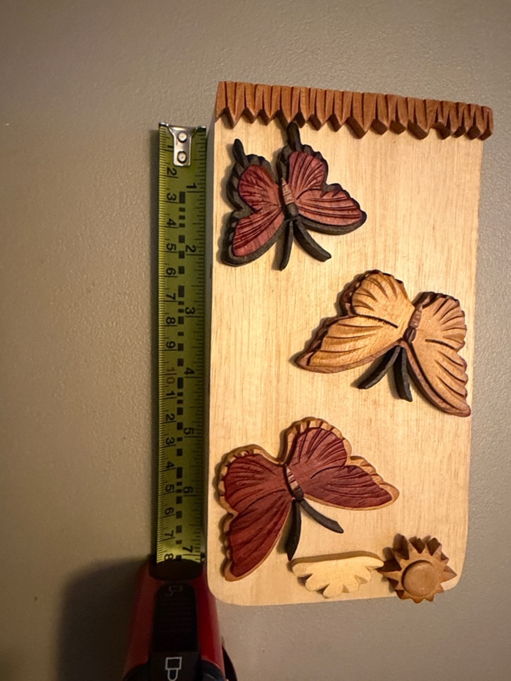 Handcrafted Wooden Butterfly Wall Storage Box - Natural & Brown - Picture 4 of 10
